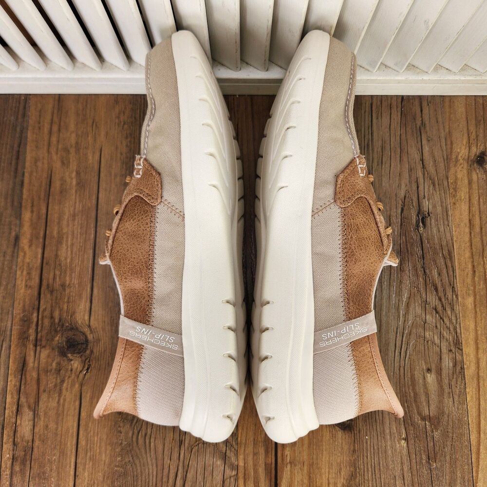 Skechers Slip-Ins On-The-Go Flex Palmilla Boat Shoes Women's 9 Taupe Hands Free - Picture 6 of 11